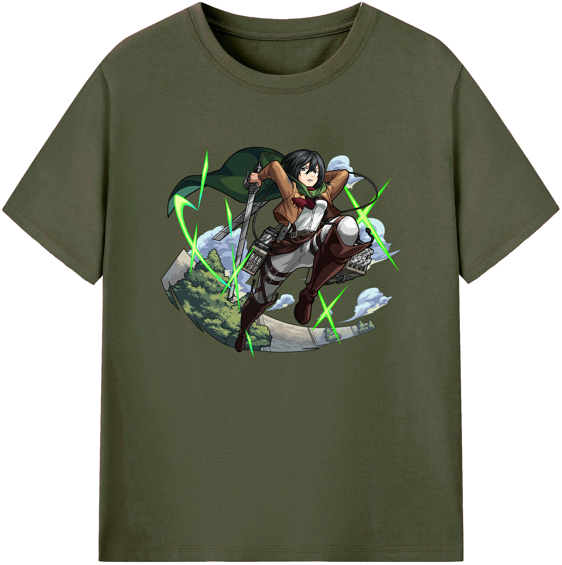 （画像用） 進撃の巨人 ミカサ·アッカーマン Attack on Titan Mikasa Ackerman 綿100％ メンズ半袖Tシャツ｜肌触りやわらか＆通気性